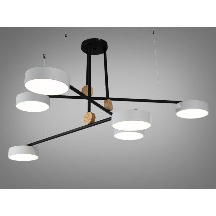 Сучасна світлодіодна люстра в дитячу, 72 Вт, чорний+білий