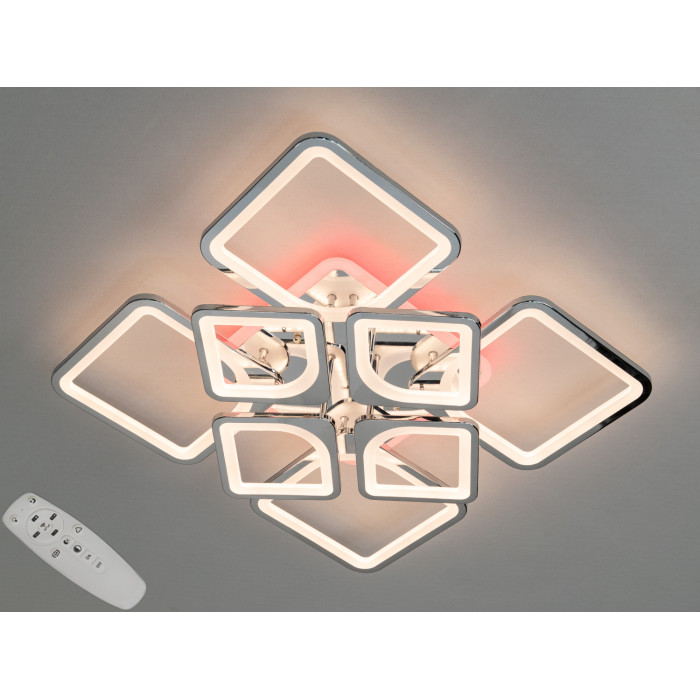 LED люстра з диммером і синім підсвічуванням, колір хром, 155W