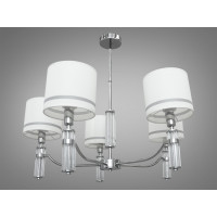 Сучасна люстра з тканинними абажурами на 5 рожків, колір-хром