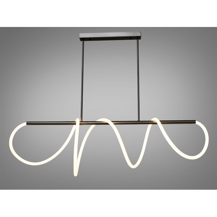 Дизайнерська силіконова лед люстра на кухню, вітальню, чорний хром,32W