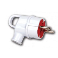 Вилка кутова з вушком з заземленням, Білий, Колодки