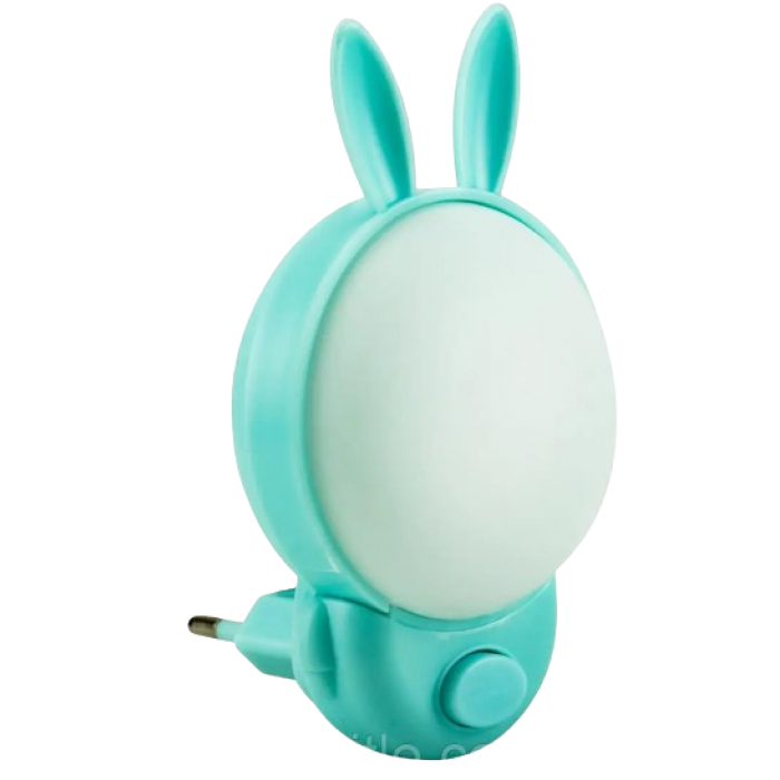 BUNNY 2CCT Нічник LED 1W 30Lm 220-240V 69,1x98мм. зайчик блакитний/200, Нічники