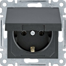 Розетка з з/к з кришкою Lumina, чорна, 16А/230В