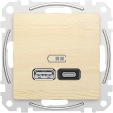 USB роз A+C 3A 45Вт Бер Sedna Elements, Береза, Sedna Design & Elements