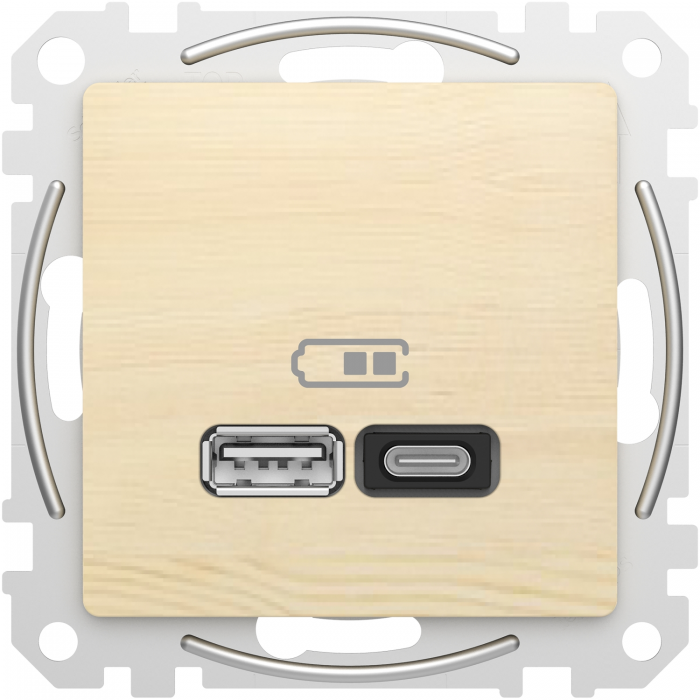 USB роз A+C 3A 45Вт Бер Sedna Elements, Береза, Sedna Design & Elements