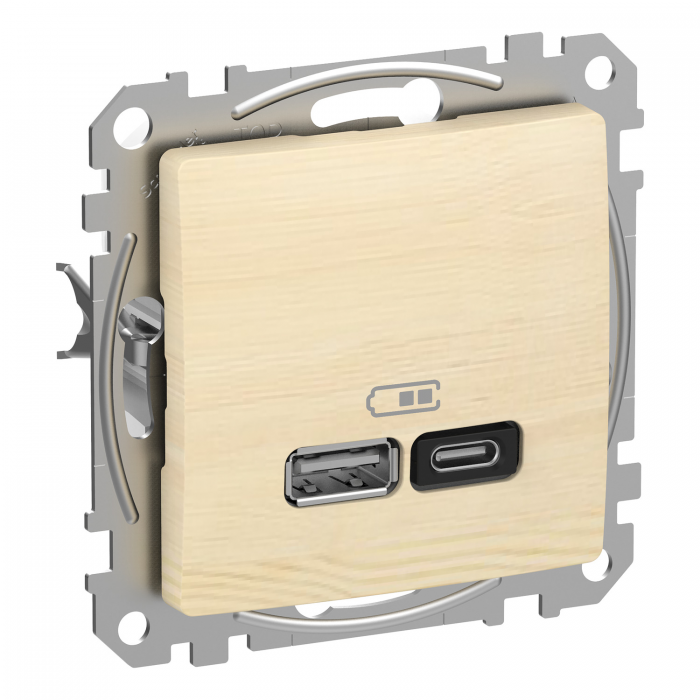 USB роз A+C 3A 45Вт Бер Sedna Elements, Береза, Sedna Design & Elements