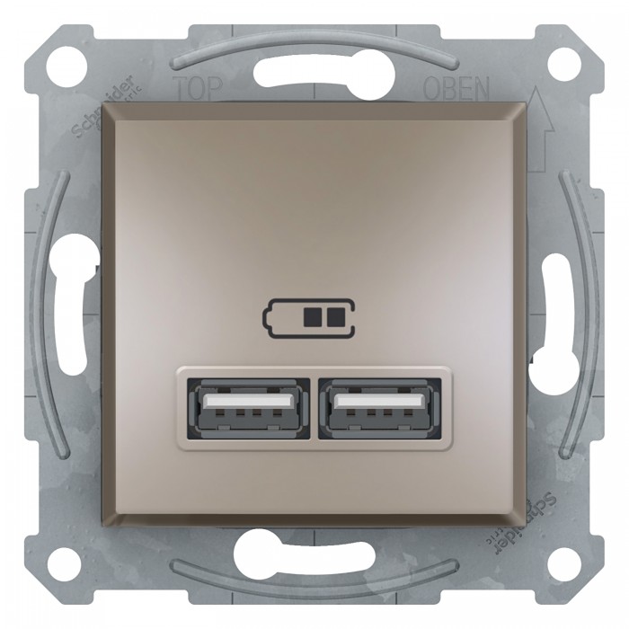 USB розетка 2,1A бронза Asfora, Asfora USB розетка 2,1A бронза Asfora, Asfora