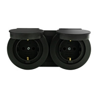 Розетка подвійна з заземленням з кришкою антрацит xOne