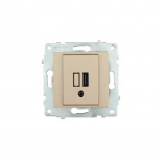 Механізм розетки USB з адаптером титан/12/120, Титан, Механізм розетки USB
