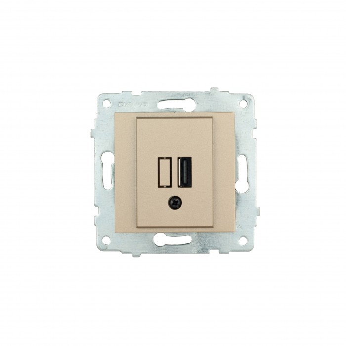 Механізм розетки USB з адаптером титан/12/120, Титан, Механізм розетки USB