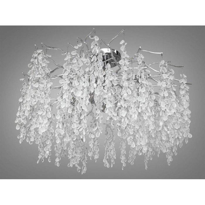Сучасна алюмінієва кришталева люстра "Гліцинія", 9 ламп, хром