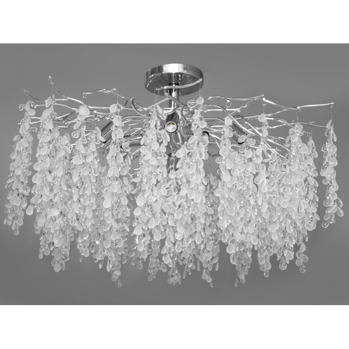 Сучасна алюмінієва кришталева люстра "Гліцинія", 9 ламп, хром