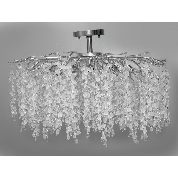Сучасна алюмінієва кришталева люстра "Гліцинія", 9 ламп, хром