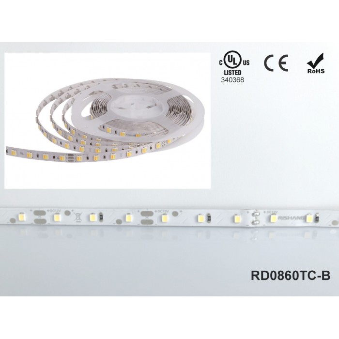 LED стрічка RISHANG 60-2835-24V-IP20 6W 530Lm 6500K 5м (RD0860TC-B-W)