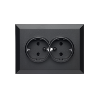 Фронтальна панель розетки подвійної із заземленням Arcuate, матовий чорний
