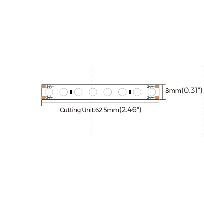 LED стрічка COLORS Chip-24V-IP20 9.6W 750Lm 3000K 5м (PD128-24V-8mm-WW)