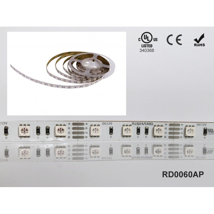 LED стрічка RISHANG 60-5050-24V-IP33 12.9W RGB 5м (RD0060AP)