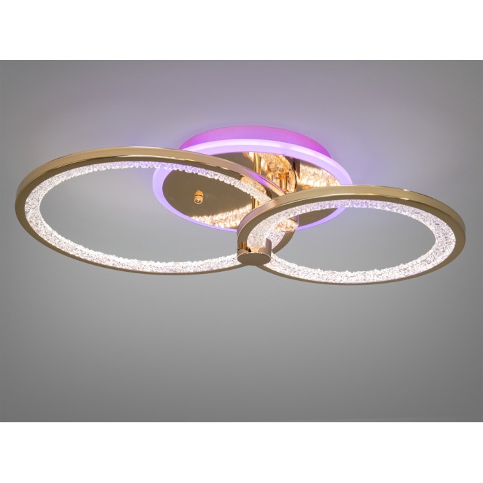 LED люстра з пультом, диммером і кольоровою підсвіткою, 55W, золото