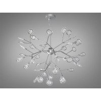 Чарівна, стильна люстра підвісна "Світлячок", 45 ламп, хром сатин