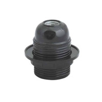 Патрон бакелітовий з юбкою Е27 чорний, Чорний, Патрон