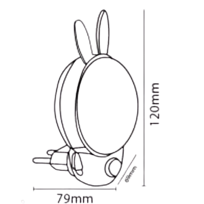 BUNNY 2CCT Нічник LED 1W 30Lm 220-240V 69,1x98мм. зайчик червоний/200, Нічники