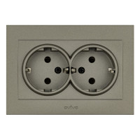 Розетка 2-а. з зазем.Grano антрацит/12/72, Антрацит, Розетка 2-а з зазем.