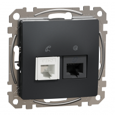 Розетка RJ45+RJ11 6UTP, чорний, Чорний, Sedna Design & Elements