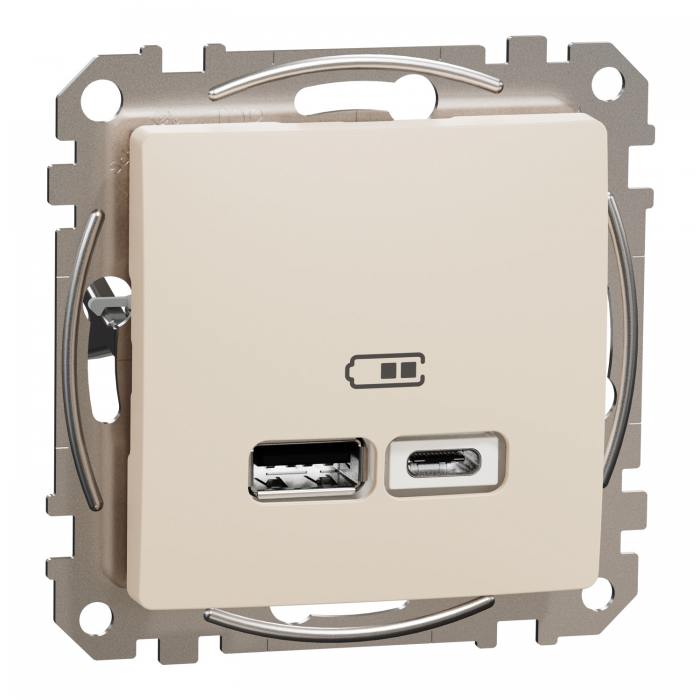 USB роз A+C 2,4A Бежевий Sedna Design, Бежевий, Sedna Design & Elements